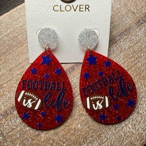 Red Glitter Football Earrings
